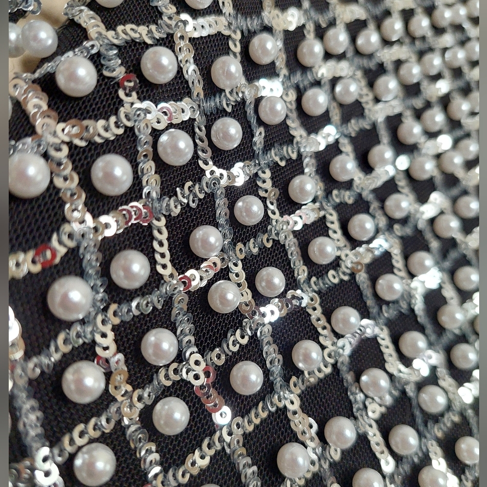 AKIRA Hamptons Holiday Pearl Mini Dress – Beaded Sequin Glam Bodycon Size M - Picture 14 of 14